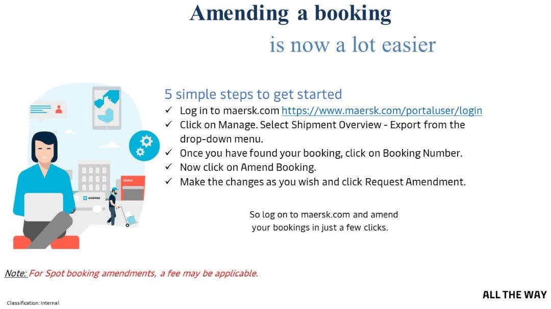 Five steps for amending a Maersk booking